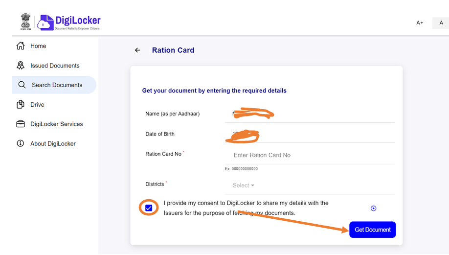 Ration Card Download by digilocker
