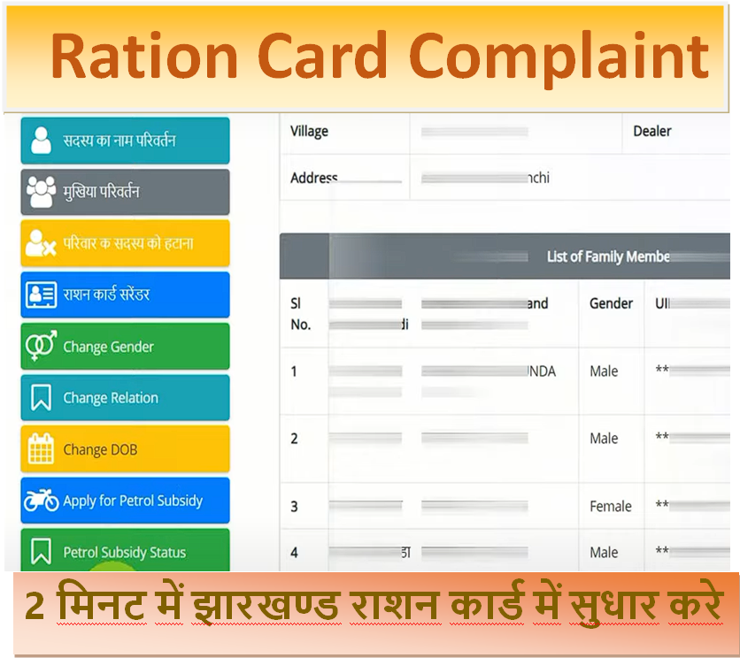 Jharkhand Ration Card Correction