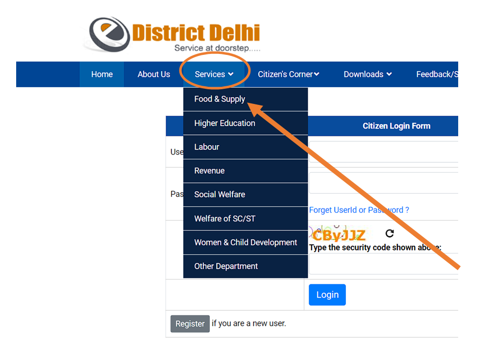 Delhi Ration Card  food & supply